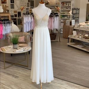 Long white jeweled dress